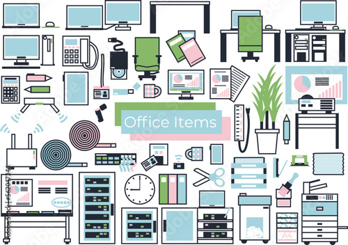 オフィス用品のイラストセット