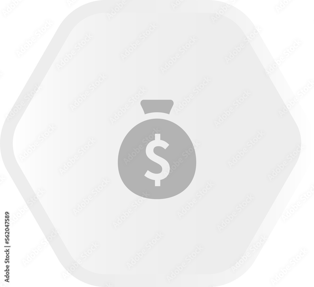 Moneybag icon on hexagon button Moneybag icon on hexagon button