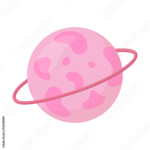 Cute cartoon planet in the night sky, vector illustration. Cartoon drawing of lullaby element for children isolated on white background. Bedtime, childhood, decoration concept