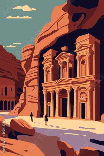 ancient city of Petra, Jordan. Al Khazneh tourist attraction poster