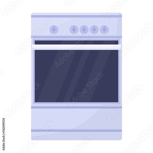 Electric gas stove oven for cooking first and second courses. Electronic appliances for home vector illustration. Household, technology, interior concept