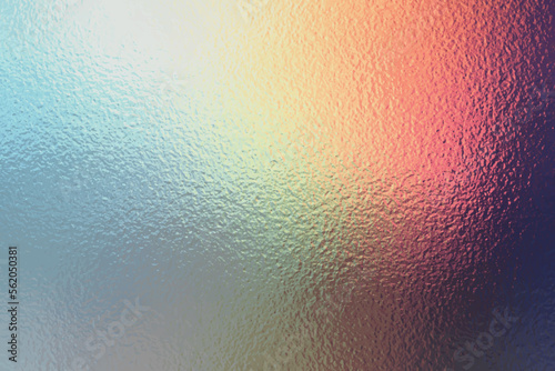 Shiny silver iridescent foil texture background, holographic metal backdrop, neon rainbow wallpaper, vector illustration.