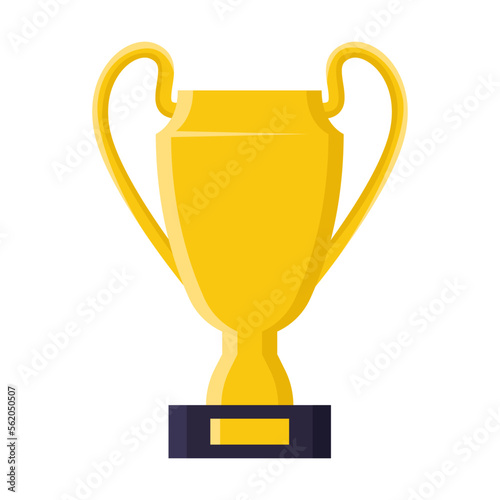 Football or soccer match element vector illustration. Golden cup trophy for winner of soccer competition isolated on white background. Soccer or football, sports concept