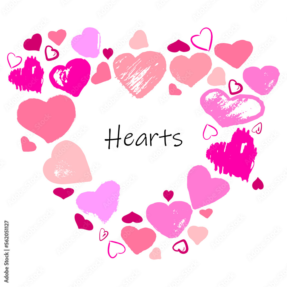 Illustration cute drawing heart’s. Frame