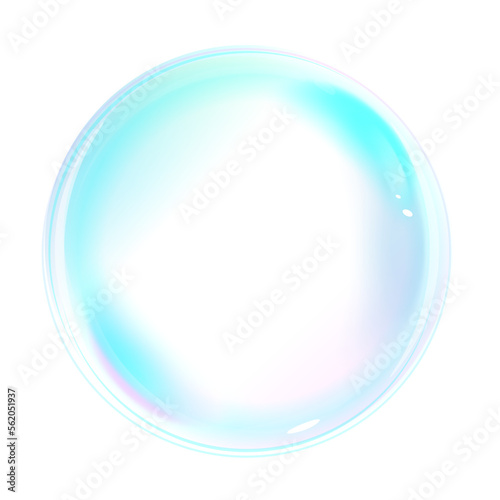 One soap bubble with transparent and opacity masks on white background, quality illustration