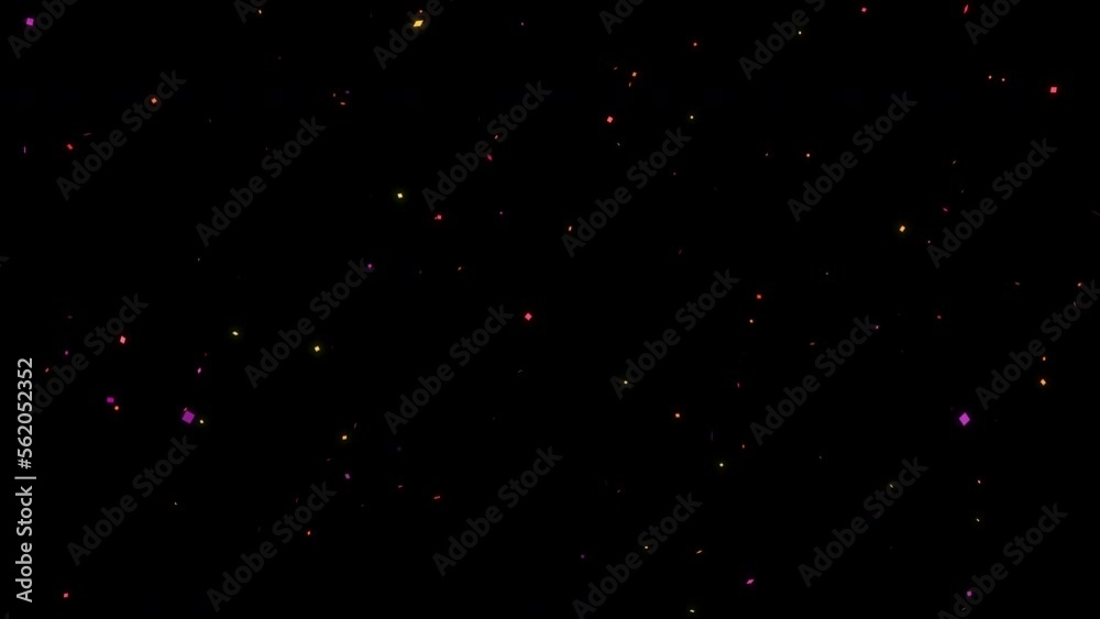 Falling colorful confetti on black background Falling colorful confetti on black background