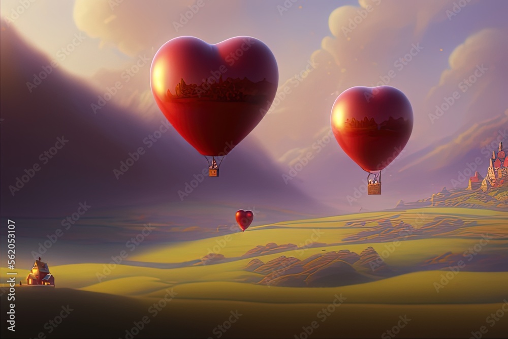 Obraz premium Valentine´s Day hot air balloon