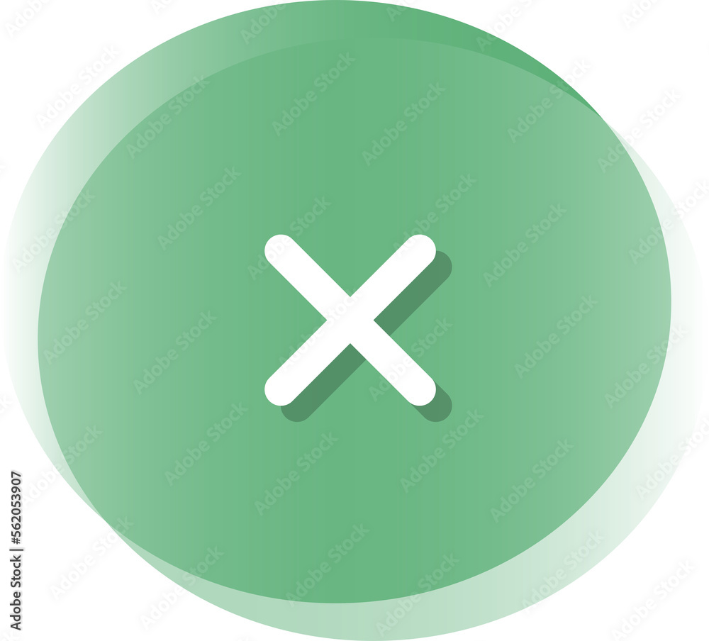 Green round button with cross icon Green round button with cross icon