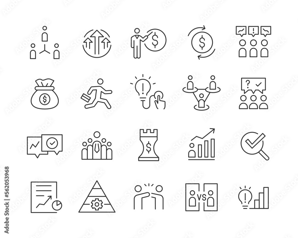Business Conceptual Icons - Vector Line. Editable Stroke.