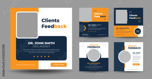 Client testimonials or customer feedback social media post web banner template. Vector Illustrator