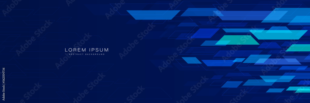 Abstract technology geometric blue motion background. Modern geometric speed design. Futuristic digital hi tech concept. Suit for cover, header, corporate, banner, website. Vector illustration - obrazy, fototapety, plakaty 