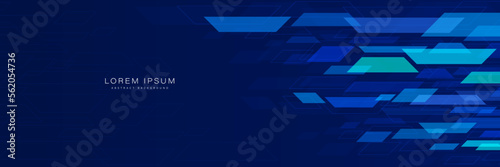 Abstract technology geometric blue motion background. Modern geometric speed design. Futuristic digital hi tech concept. Suit for cover, header, corporate, banner, website. Vector illustration
