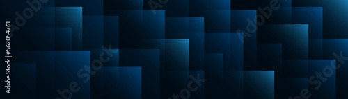 Dark blue abstract square background. Modern transparent geometric shape overlay texture. Suit for cover, header, banner, poster, presentation, wallpaper, website. Vector illustration