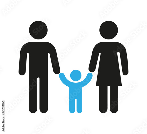 Family, parents, child, children, boy, girl icon, vector image