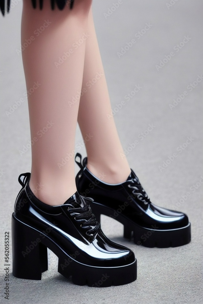 Futuristic platform chrome shoes, in 90's style Futuristic platform chrome shoes, in 90's style