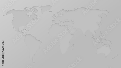 World map silhouette with soft inner shadow with copy space
