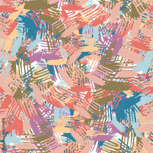 Fantasy messy freehand doodle geometric shapes seamless pattern. Infinity ditsy scribble abstract card, layout. Creative background. Textile, fabric, wrapping paper. Grunge texture.