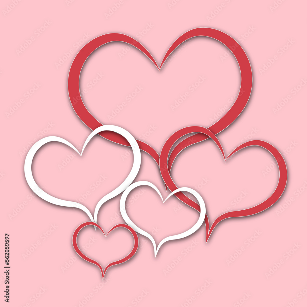 Valentine hearts background on isolated pink background. Vector illustration.