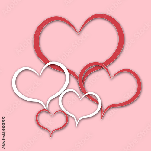 Valentine hearts background on isolated pink background. Vector illustration.