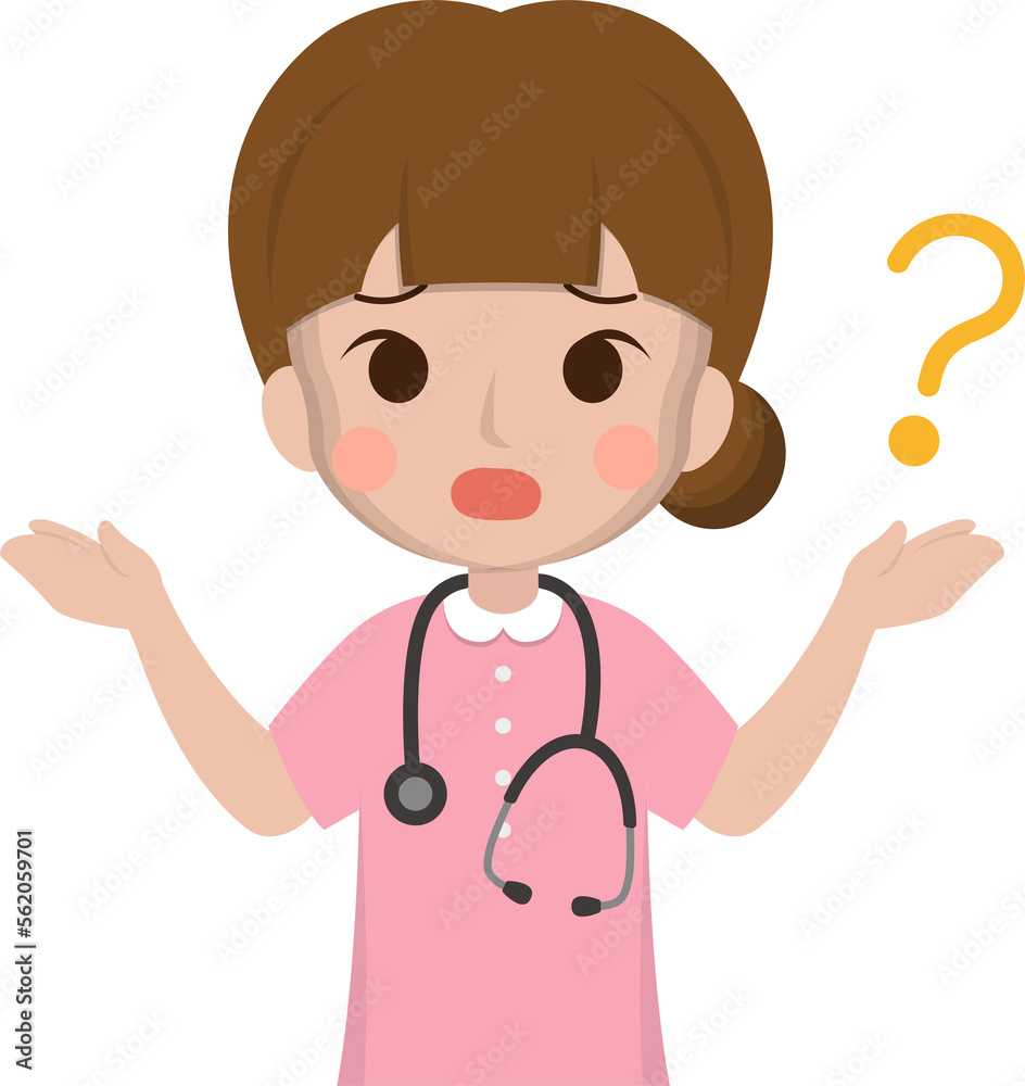 Female medical worker questioning, medical staff, emoji cartoons Female medical worker questioning, medical staff, emoji cartoons