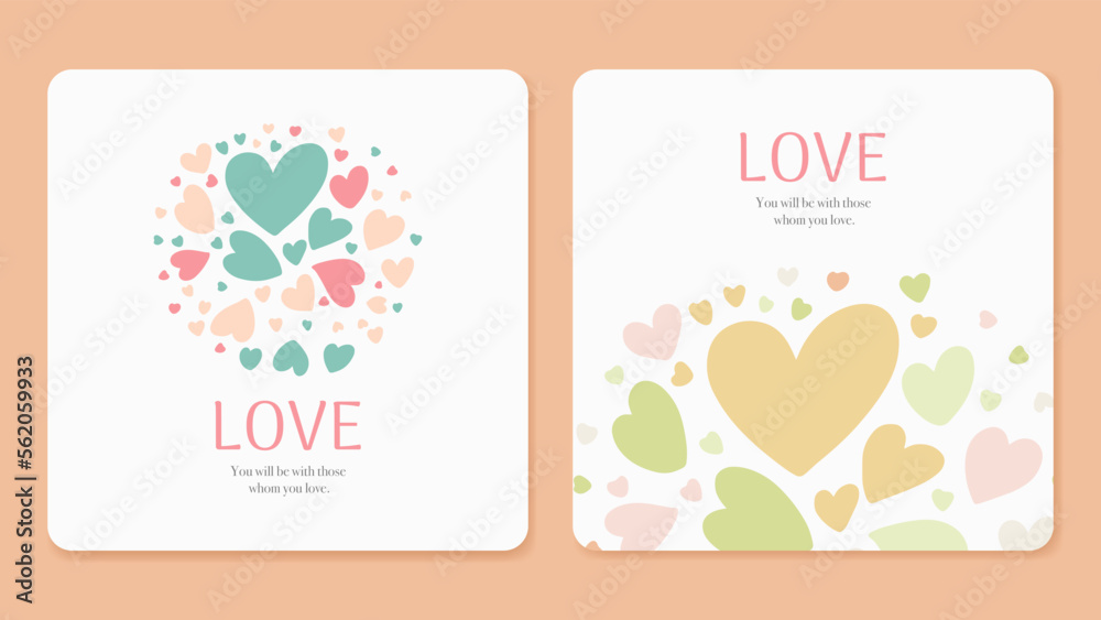 Square cute valentine love greeting card background
