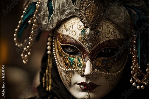 Venetian carnival mask. Generative AI © Kanisorn