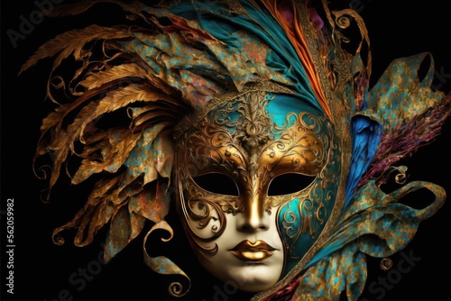 Venetian carnival mask. Generative AI © Kanisorn