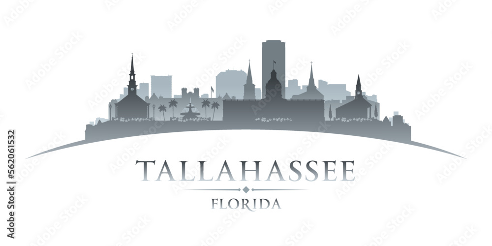 Tallahassee Florida city silhouette white background