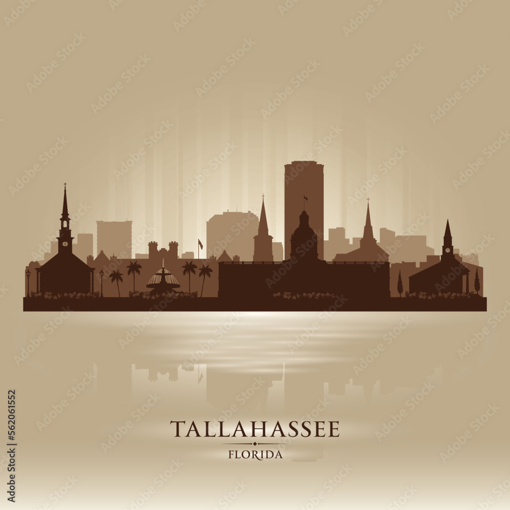 Tallahassee Florida city skyline vector silhouette