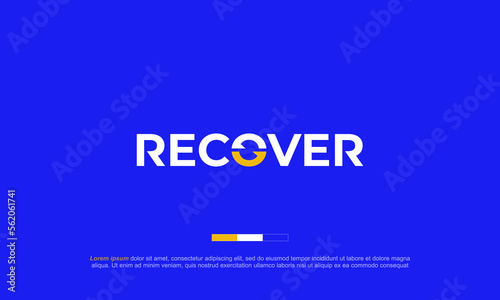 illustration vector graphic logo designs. typography logotype RECOVER with letter O icon