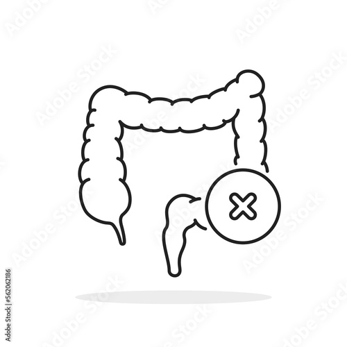 thin line intestinal tract black icon like medical problem