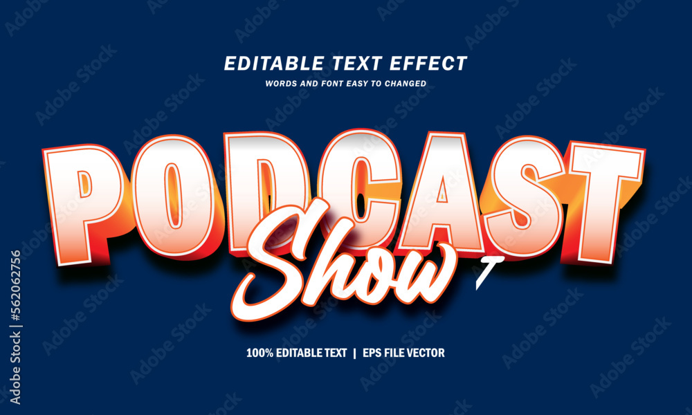 Obraz premium podcast show text style effect