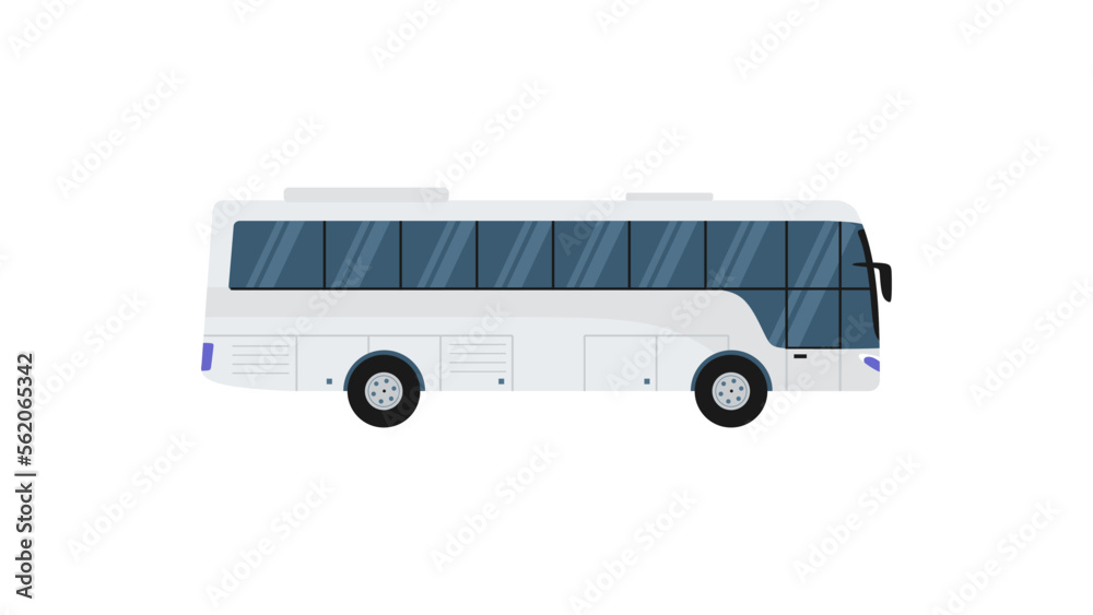 Big white bus isolated on white background.