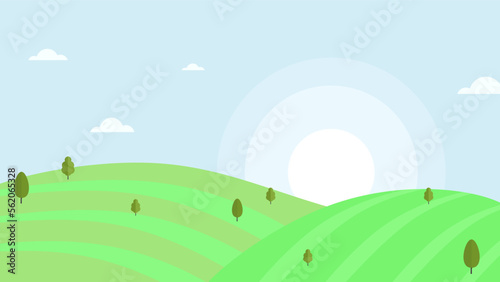 agriculture field with sunrise background.