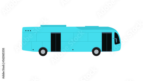 Big blue bus isolated on white background.