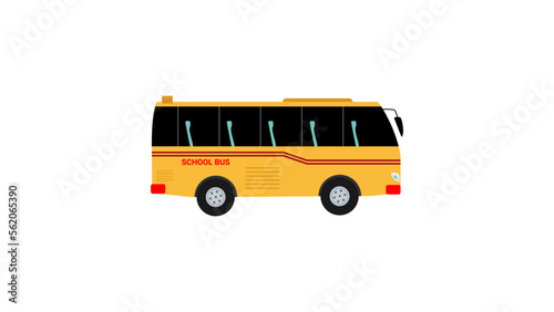 Yellow school bus isolated on white background.