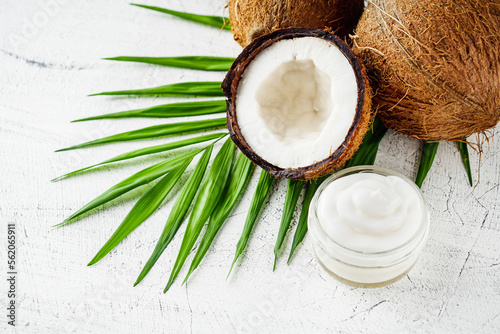 fresh natural coconut cream on a white background