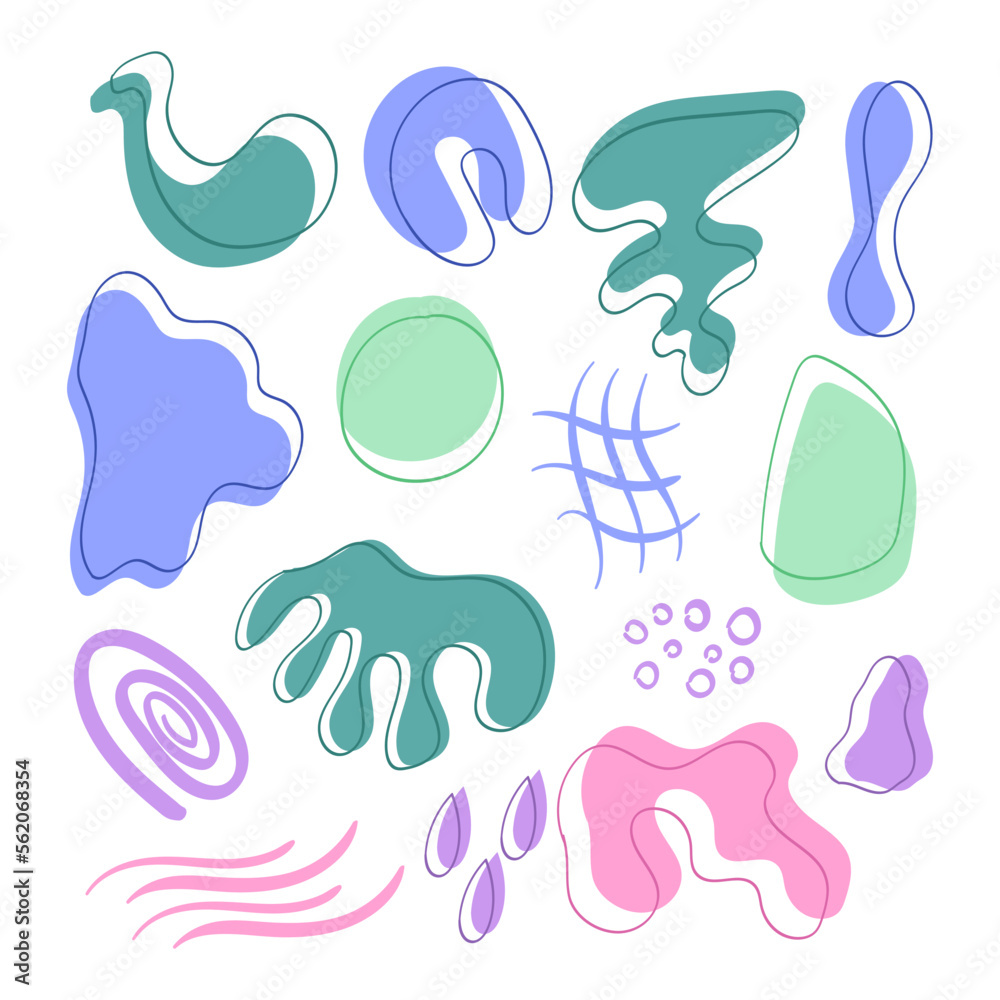 Set of Hand drawn abstract shape in doodle style