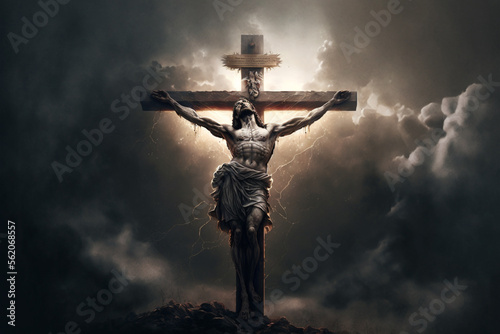 Jesus Christ, Savior of mankind. Generative AI photo