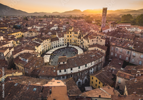 Lucca, Piazza Anfiteatro seen from above photo
