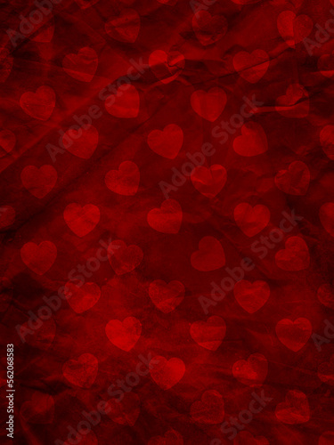 Grunge old crumpled paper background texture with Valentines Day hearts design