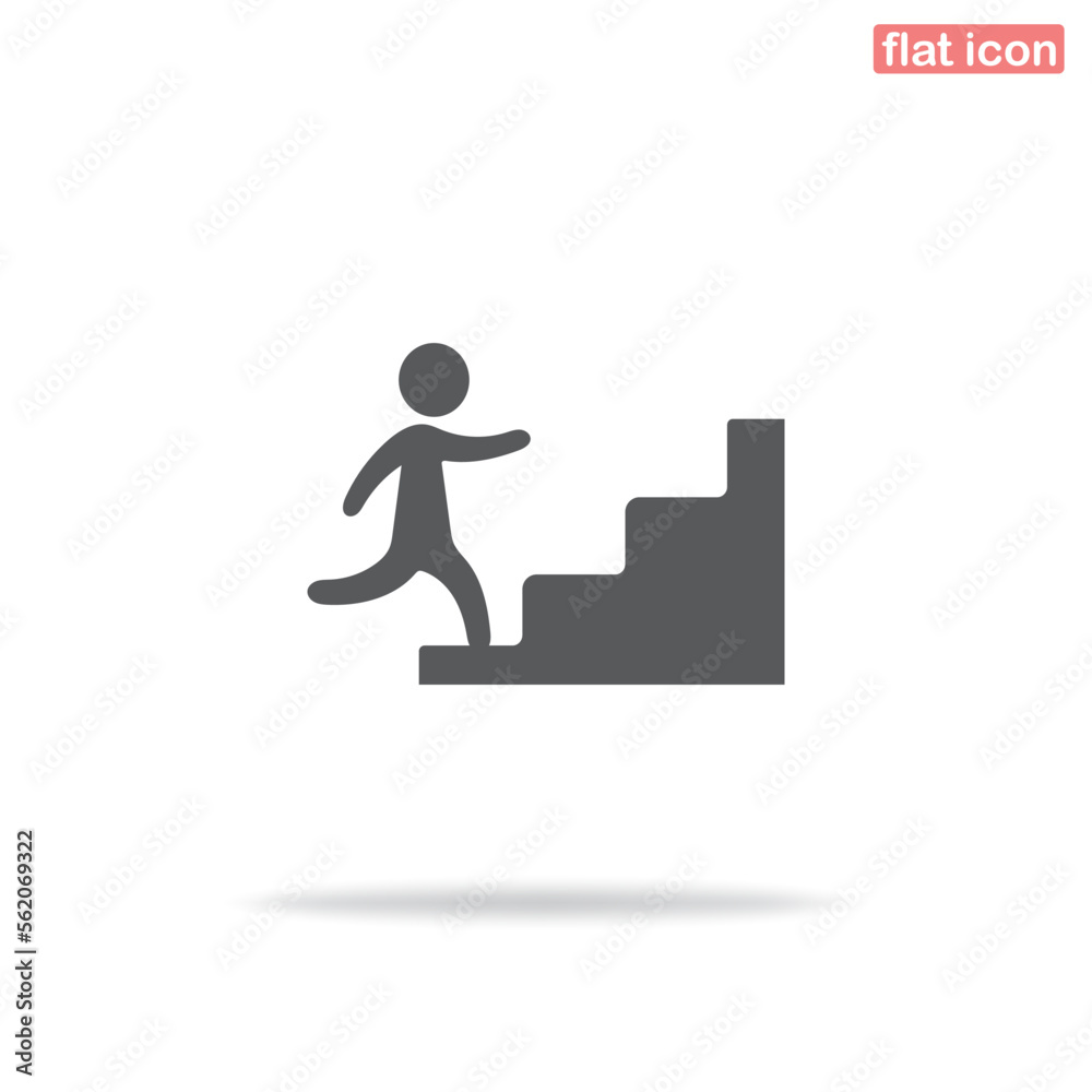 The icon is a simple businessman running up the stairs. Minimalism, vector illustration. Silhouette icon.
