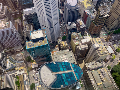 Photography Panoramic Aerial Drone view of Sydney CBD and Harbour