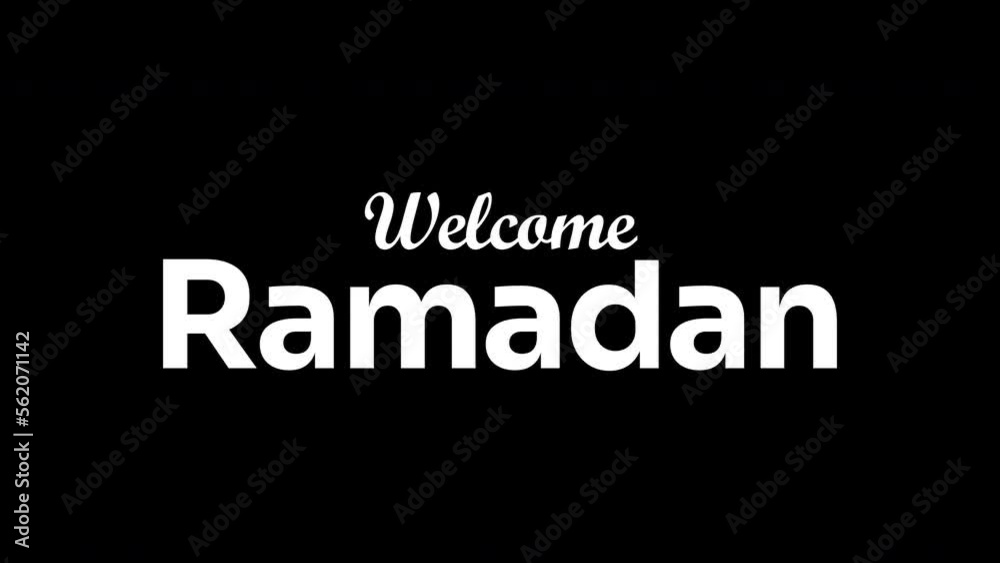 Welcome ramadan text animation in white on black screen background. Animated welcome ramadan islamic word. Suitable for message or greeting text footage. Welcome ramadan text animation in white on black screen background. Animated welcome ramadan islamic word. Suitable for message or greeting text footage.