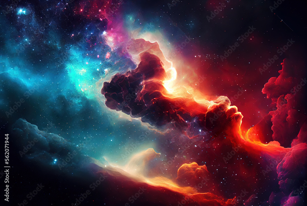 Abstract colorful universe background, cosmic gas and stars