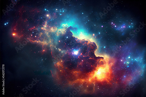 Abstract universe background, cosmic gas and shining stars