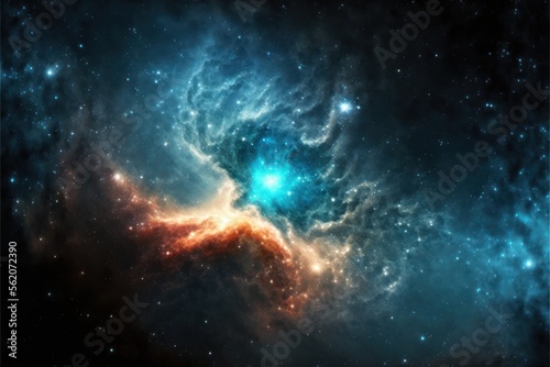 Starry Space Nebula, Stars, Space Background, Concept Art, Digital Illustration, Generative AI © Badger
