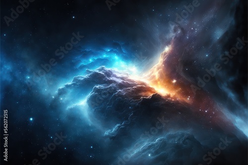 Starry Space Nebula, Stars, Space Background, Concept Art, Digital Illustration, Generative AI