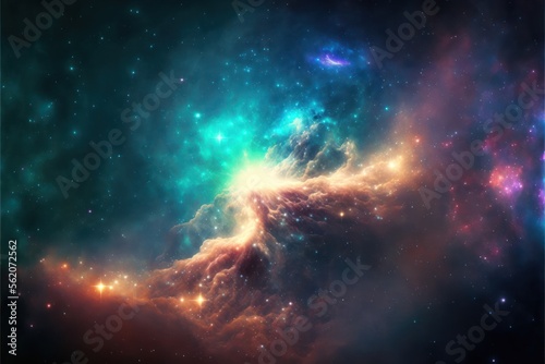 Starry Space Nebula, Stars, Space Background, Concept Art, Digital Illustration, Generative AI © Badger