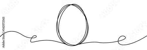 Easter egg one line drawing.Continuous line drawing of simple egg. Vector outline Easter Egg. Happy Easter concept.